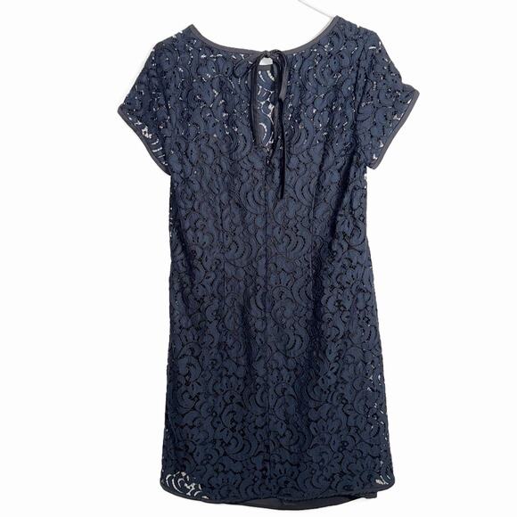 Ann Taylor LOFT Lace Shift Dress Women’s 10 Navy Short Sleeve Lined Cocktail - Picture 7 of 16